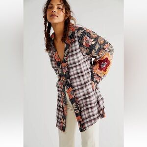 Free People We the Free Coast to Coast Top Button Up blouse $228 Embroidered M
